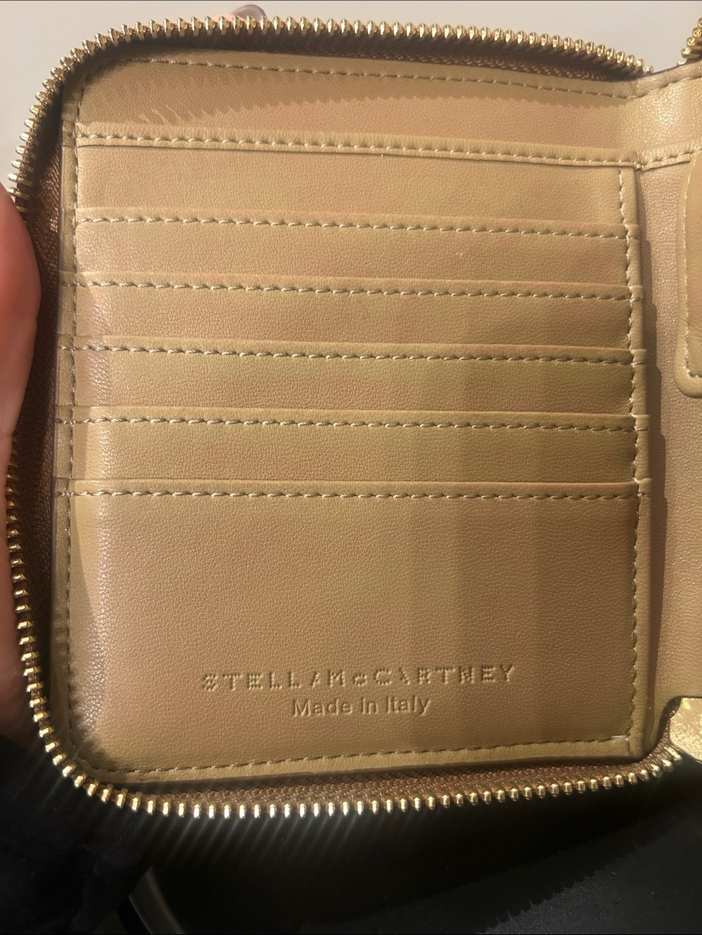 Stella McCartney Beige Tan Perforated Logo Zip Wallet - Picture 4 of 4